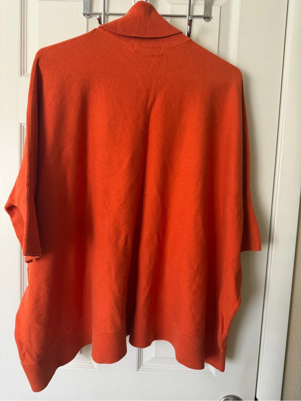 Michael Kors Orange Turtleneck Poncho Style Top with Front Pockets